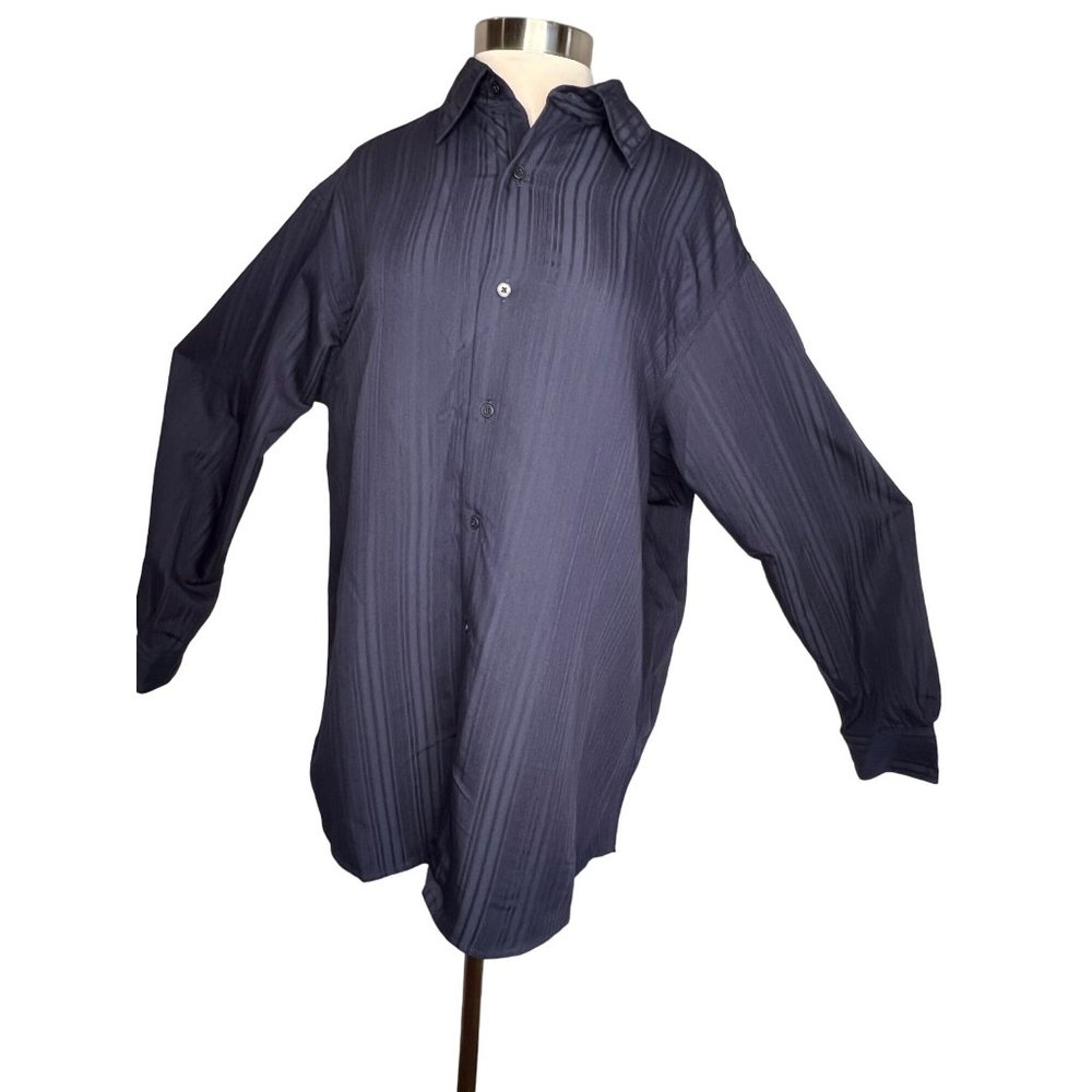 NWT Axcess A Claiborne Co Men’s XL dress shirt blue pinstripes collar button dow